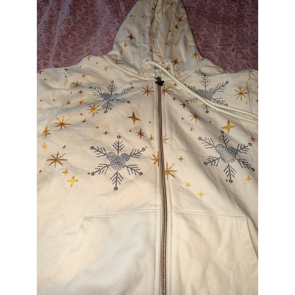 Walt Disney World 2025 Holiday Christmas Hoodie Jacket M NWT Castle Cream Snow - Picture 3 of 4